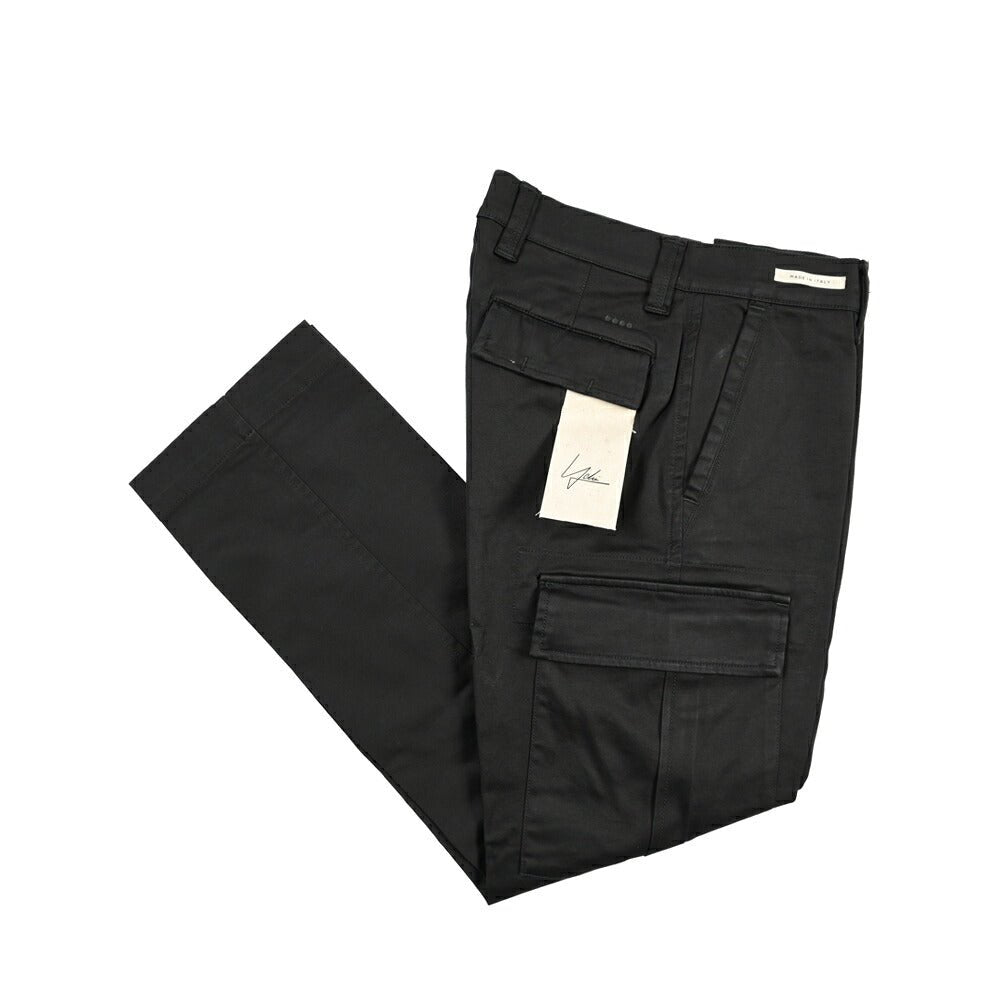 YCHAI “ROBUSTO” ストレッチコットン ノータックカーゴパンツ / TAPERED FIT ブラック(NERO) 30 | GUARDAROBA MILANO OFFICIAL STORE