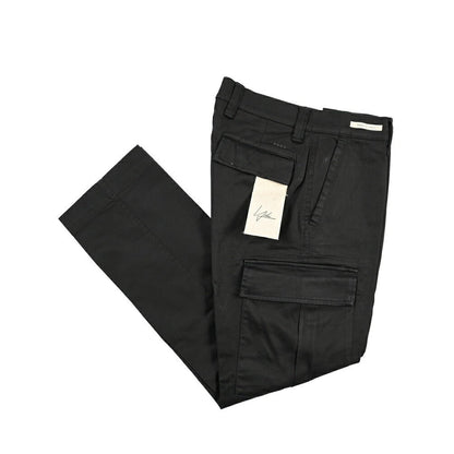 YCHAI “ROBUSTO” ストレッチコットン ノータックカーゴパンツ / TAPERED FIT ブラック(NERO) 30 | GUARDAROBA MILANO OFFICIAL STORE