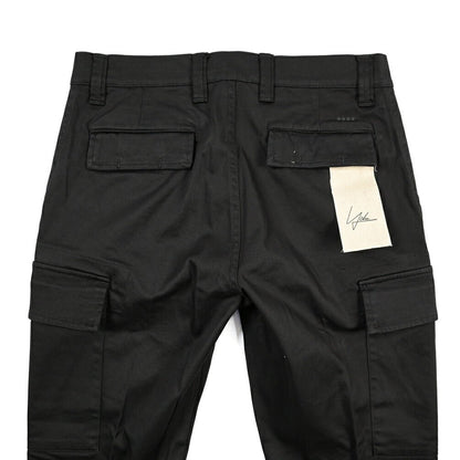 YCHAI “ROBUSTO” ストレッチコットン ノータックカーゴパンツ / TAPERED FIT ブラック(NERO) 30 | GUARDAROBA MILANO OFFICIAL STORE