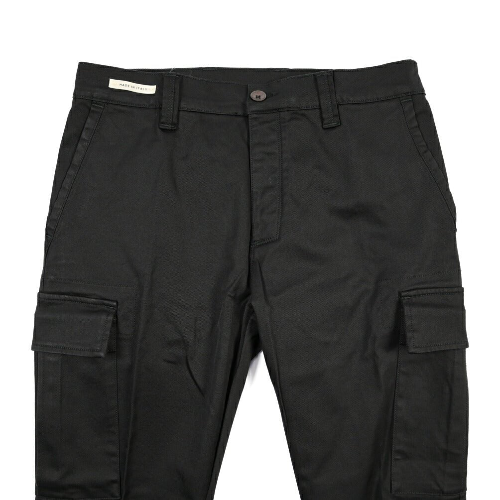 YCHAI “ROBUSTO” ストレッチコットン ノータックカーゴパンツ / TAPERED FIT ブラック(NERO) 30 | GUARDAROBA MILANO OFFICIAL STORE