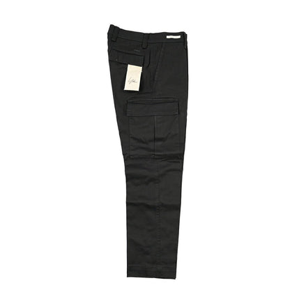YCHAI “ROBUSTO” ストレッチコットン ノータックカーゴパンツ / TAPERED FIT ブラック(NERO) 30 | GUARDAROBA MILANO OFFICIAL STORE