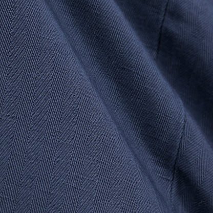 YCHAI “ROBUSTO” リネン混コットン ツータックヘリンボーンパンツ / TAPERED FIT ネイビー(BLU) 31 | GUARDAROBA MILANO OFFICIAL STORE