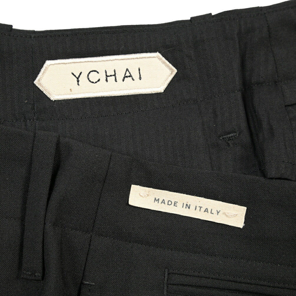 YCHAI ストレッチウール ノータックパンツ / TAPERED FIT ブラック 31 | GUARDAROBA MILANO OFFICIAL STORE