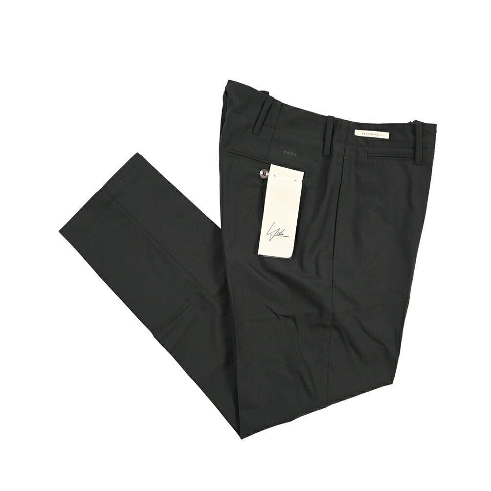 YCHAI ストレッチウール ノータックパンツ / TAPERED FIT ブラック 31 | GUARDAROBA MILANO OFFICIAL STORE