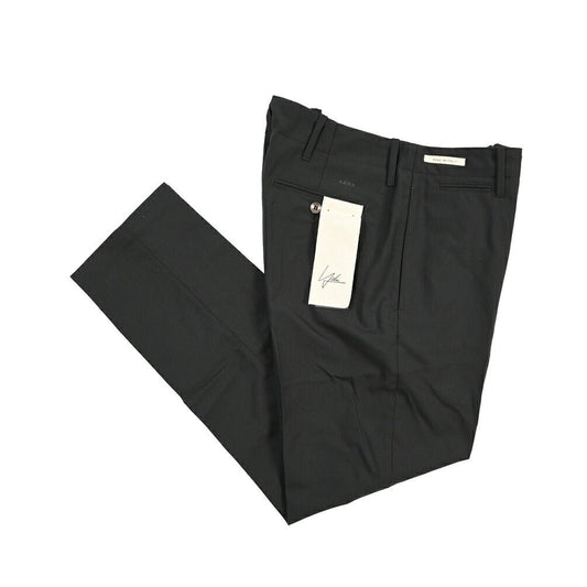 YCHAI ストレッチウール ノータックパンツ / TAPERED FIT ブラック 31 | GUARDAROBA MILANO OFFICIAL STORE