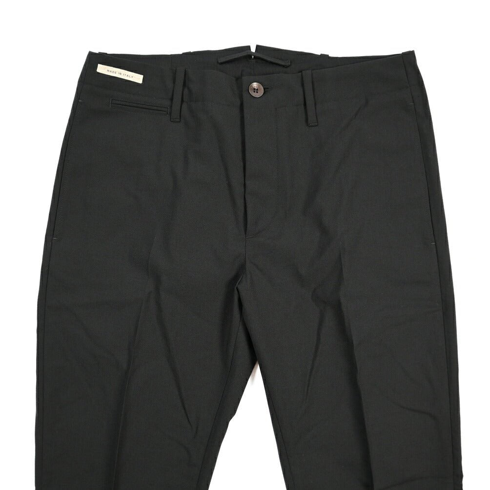 YCHAI ストレッチウール ノータックパンツ / TAPERED FIT ブラック 31 | GUARDAROBA MILANO OFFICIAL STORE