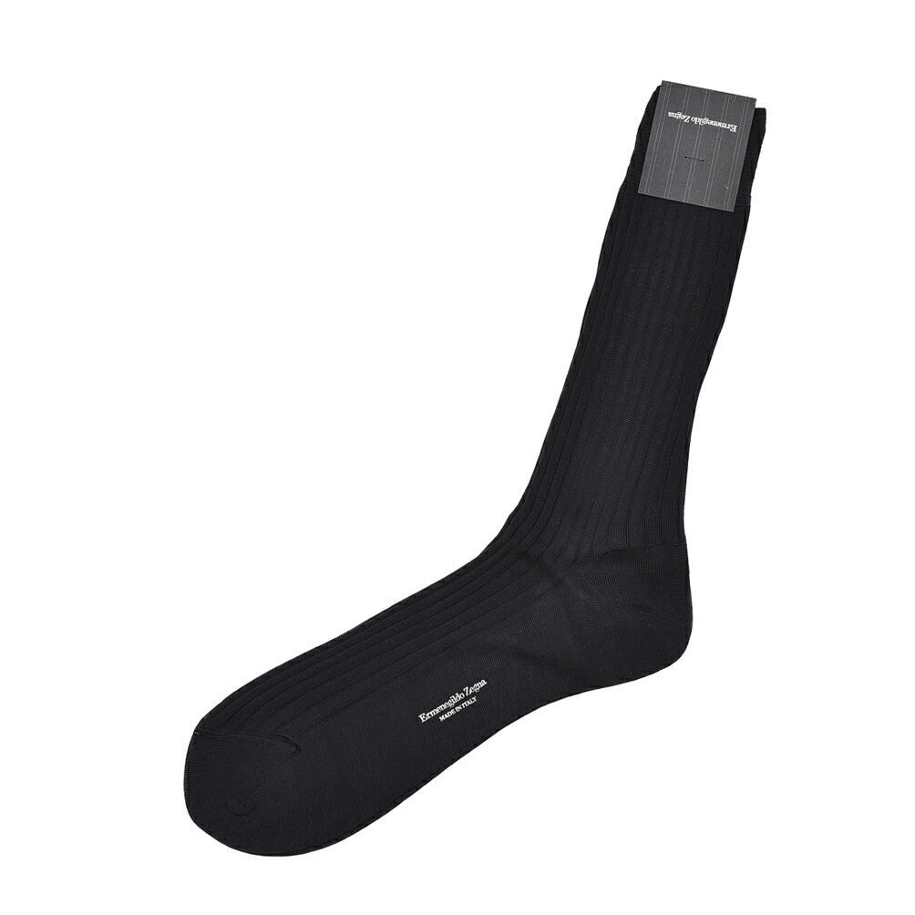 ZEGNA コットン100% リブ編みソックス 靴下｜427957-43_44｜GUARDAROBA MILANO OFFICIAL STORE