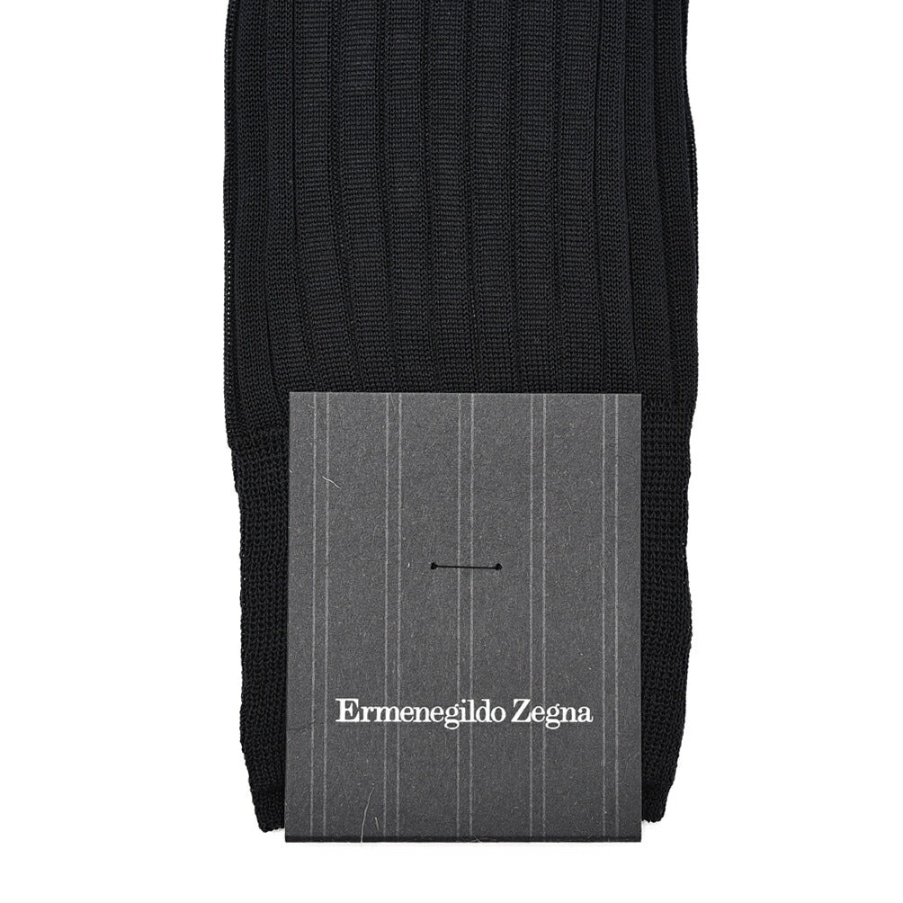 ♡新品未使用 ZEGNA リブ編み黒靴下 オリジナルボックス付き♡ SALE｜ZEGNA ゼニア / コットン100% リブ編みソックス 靴下