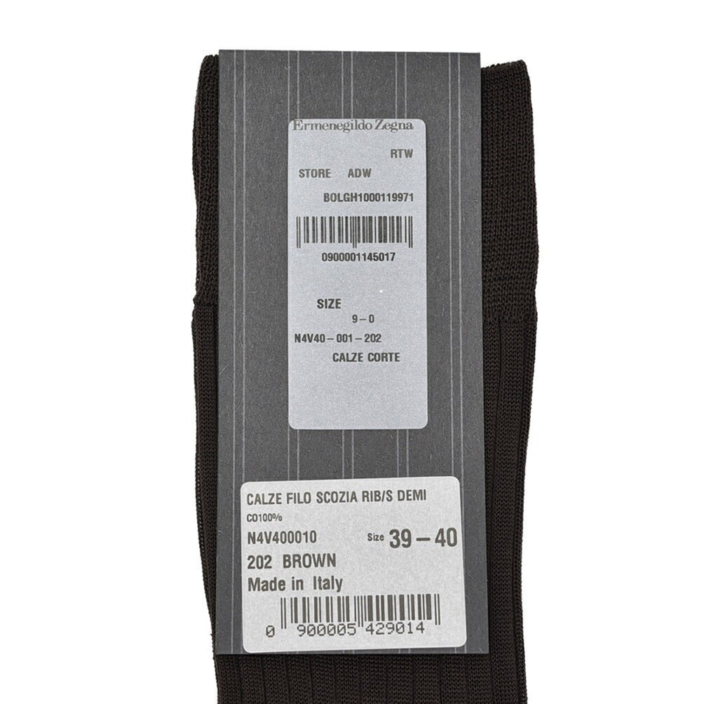 ZEGNA コットン100% リブ編みハイソックス 靴下｜427995-39_40｜GUARDAROBA MILANO OFFICIAL STORE