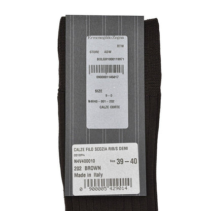 ZEGNA コットン100% リブ編みハイソックス 靴下｜427995-39_40｜GUARDAROBA MILANO OFFICIAL STORE