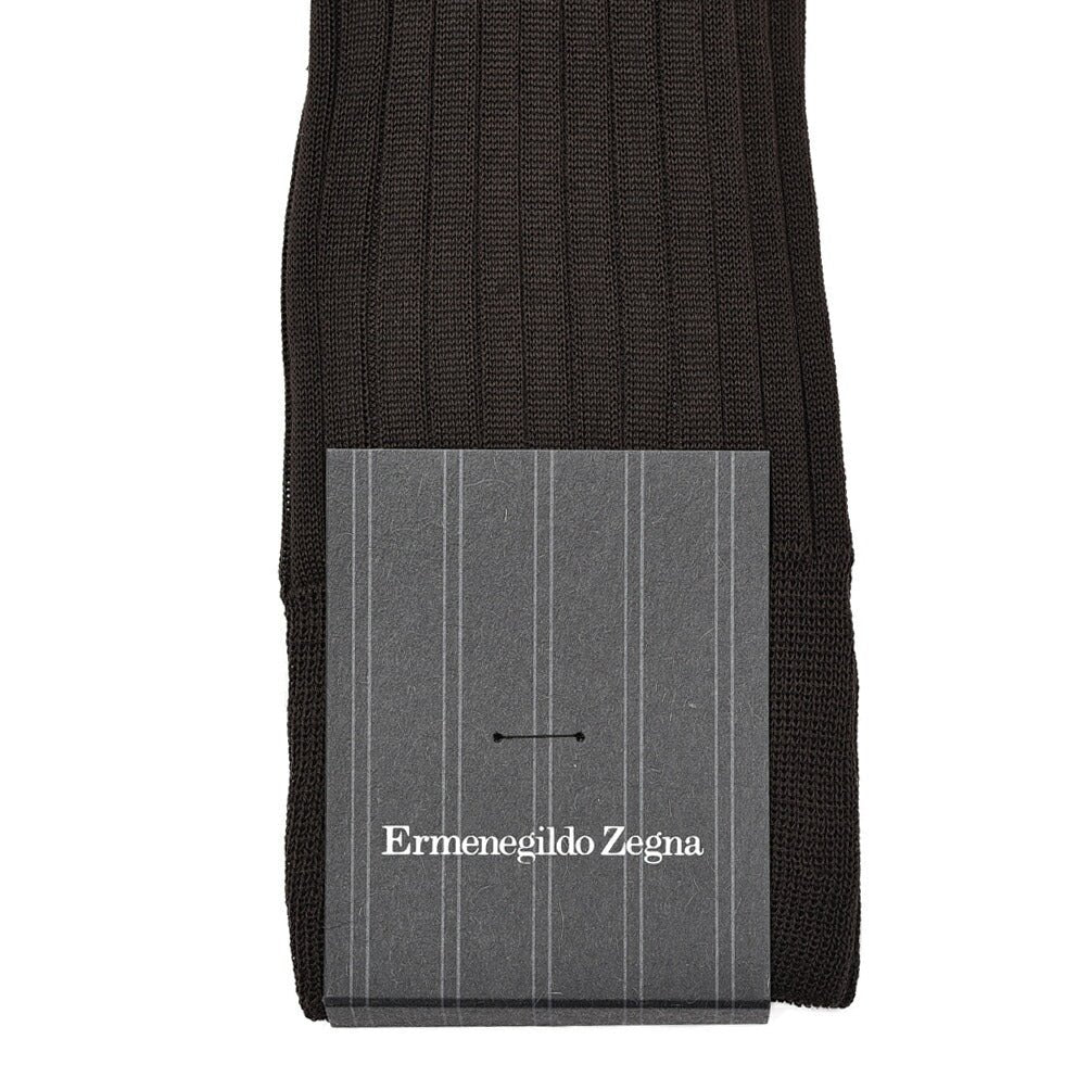 ZEGNA コットン100% リブ編みハイソックス 靴下｜427995-39_40｜GUARDAROBA MILANO OFFICIAL STORE