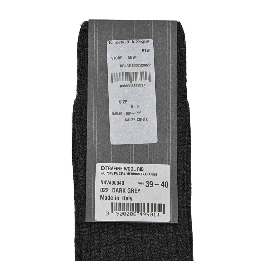 ZEGNA ウール リブ編みハイソックス 靴下｜428166-39_40｜GUARDAROBA MILANO OFFICIAL STORE