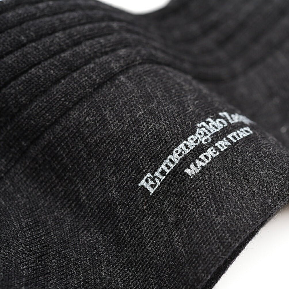 ZEGNA ウール リブ編みハイソックス 靴下｜428166-39_40｜GUARDAROBA MILANO OFFICIAL STORE