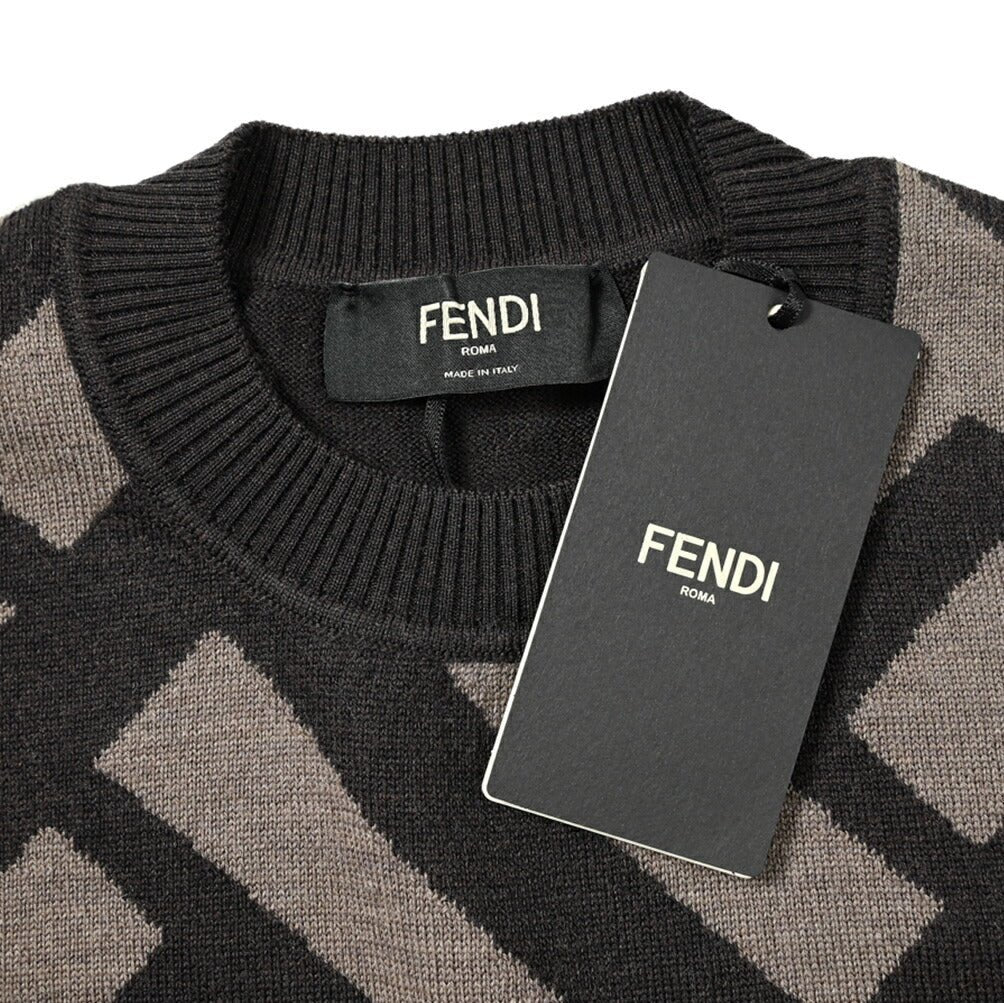 FENDI FFロゴ ウール100% クルーネックニットセーター / メンズ