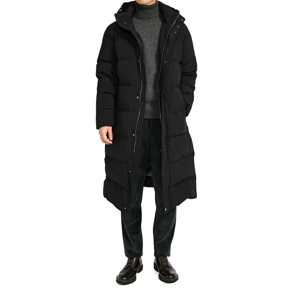 23-24AW MOORER "MAKALU-KN" ストレッチナイロン 着脱可能フード付きダウンロングコート(ACQUARESISTANT)｜GUARDAROBA MILANO OFFICIAL STORE