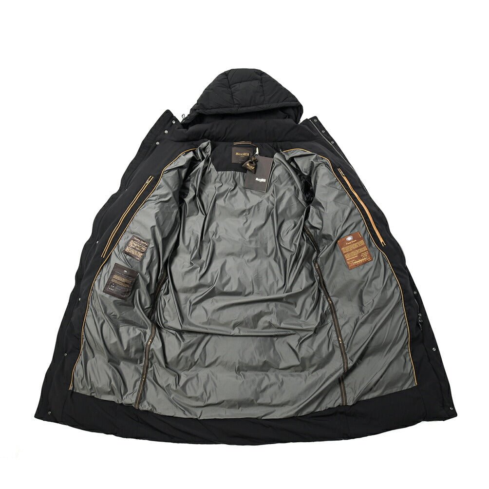 23-24AW MOORER "MAKALU-KN" ストレッチナイロン 着脱可能フード付きダウンロングコート(ACQUARESISTANT)｜GUARDAROBA MILANO OFFICIAL STORE