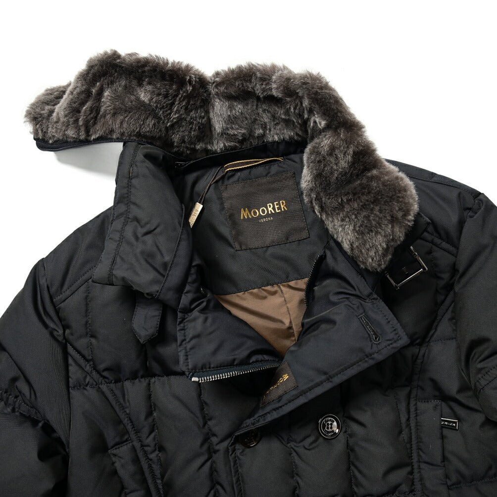 23-24AW MOORER "SIRO-KM" ポリエステル100% 立襟ファー付きセミダブルブレストダウンジャケット｜GUARDAROBA MILANO OFFICIAL STORE