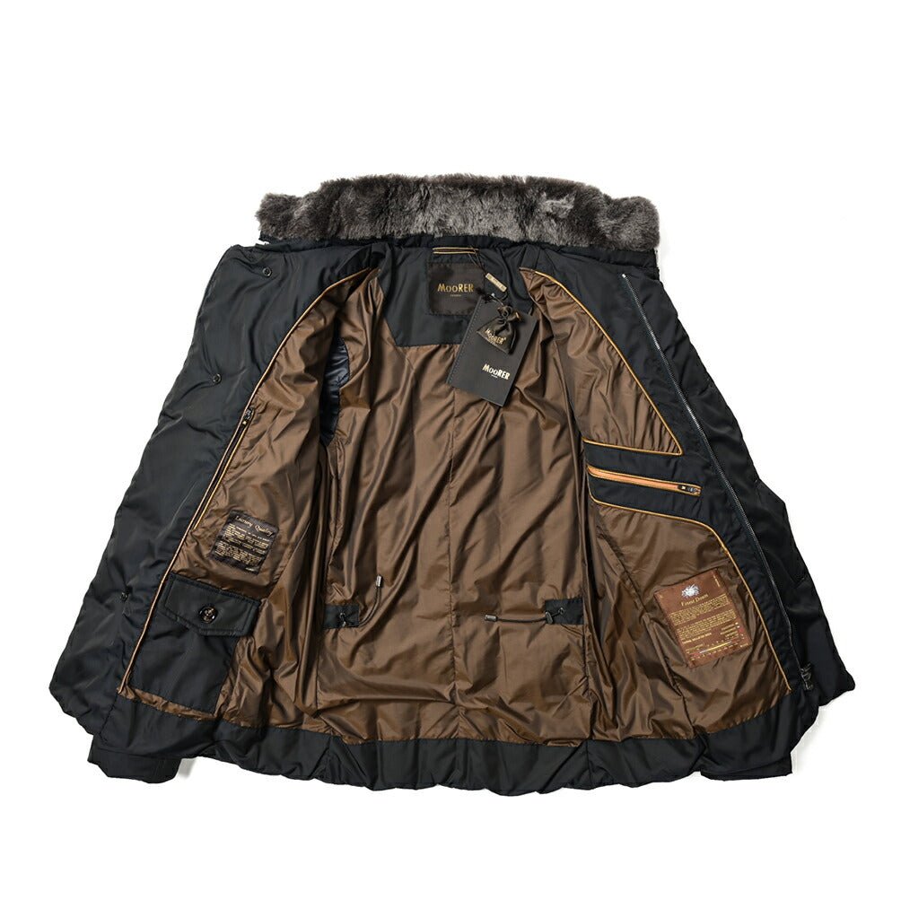 23-24AW MOORER "SIRO-KM" ポリエステル100% 立襟ファー付きセミダブルブレストダウンジャケット｜GUARDAROBA MILANO OFFICIAL STORE