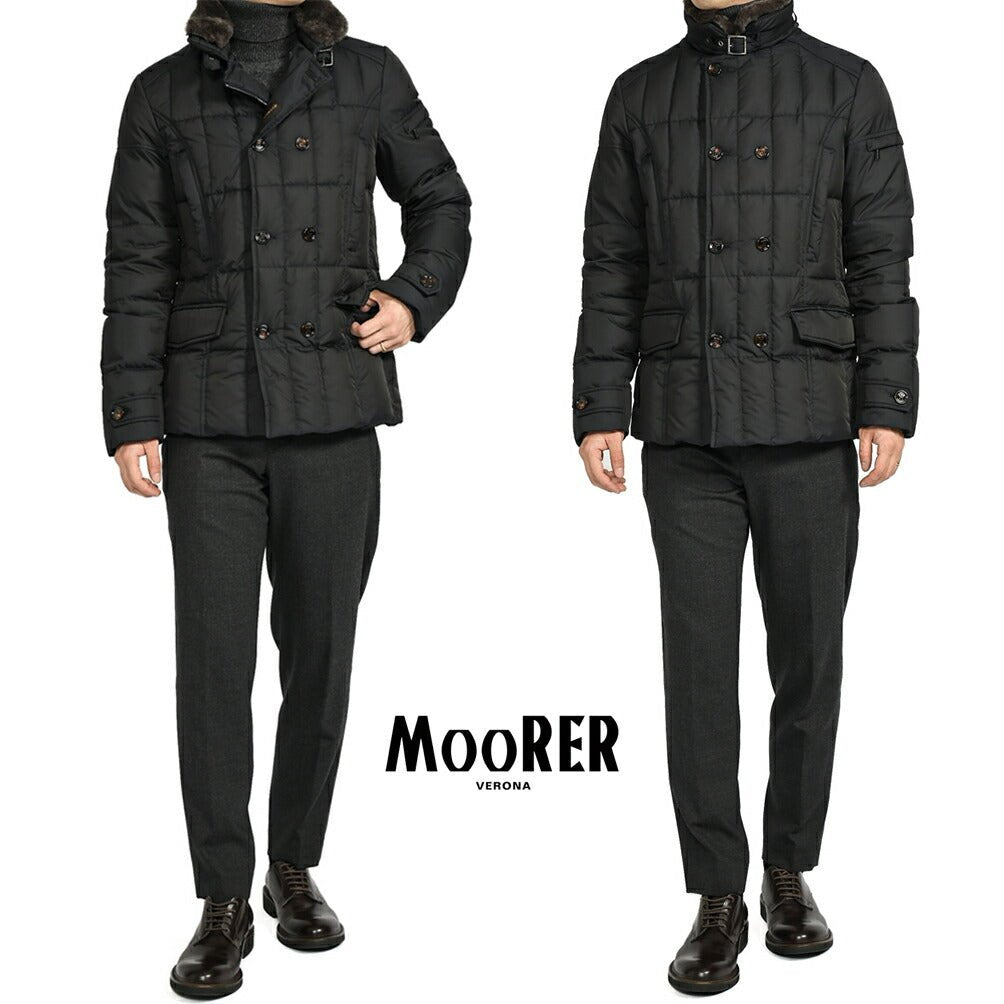 23-24AW MOORER "SIRO-KM" ポリエステル100% 立襟ファー付きセミダブルブレストダウンジャケット｜GUARDAROBA MILANO OFFICIAL STORE