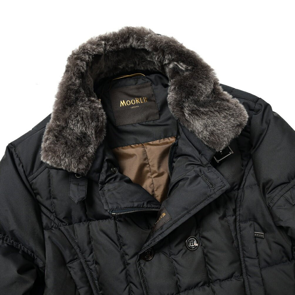 23-24AW MOORER "SIRO-KM" ポリエステル100% 立襟ファー付きセミダブルブレストダウンジャケット｜GUARDAROBA MILANO OFFICIAL STORE