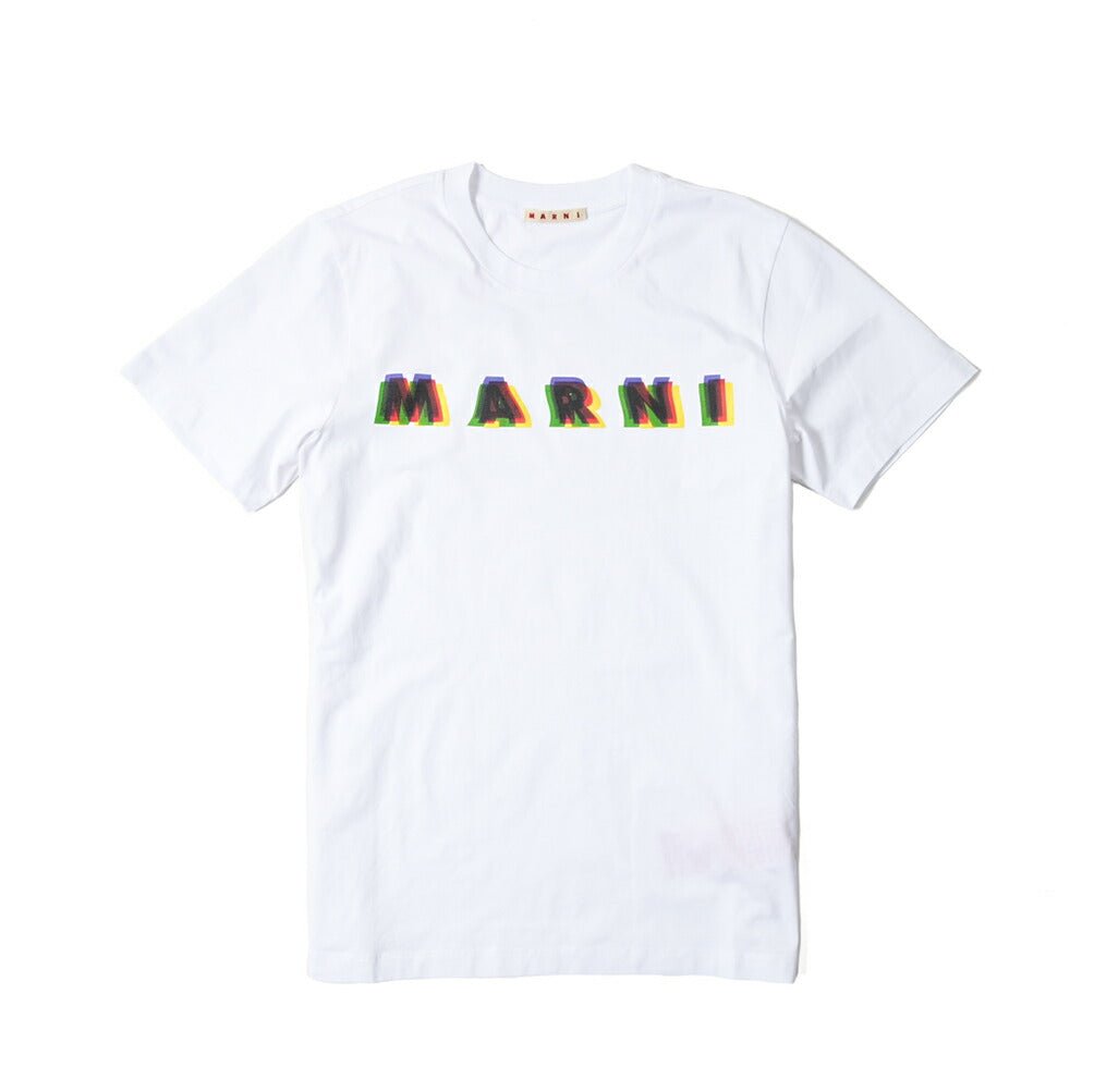MARNI 3D MARNIプリントロゴ コットン100% 半袖クルーネックTシャツ ...